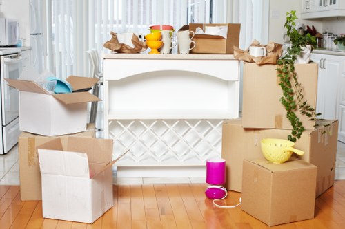 Office relocation planning in Cubitttown with desks and moving supplies